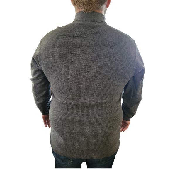 Vntg Y2K Izod Gray Collared Cotton Knit Sweater Sz M Neutral Dadcore Minimalist - Picture 4 of 9